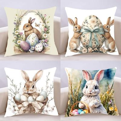Osterhase Kissenbezug Kissenhülle Weich Niedlich Dekokissenbezug Für Auto Sofa Kissenbezug Polyester Mit Reißverschluss