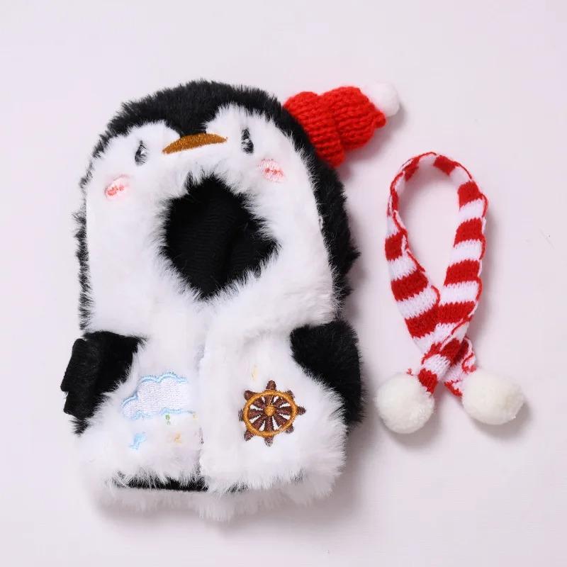 for 17cm Labubu Doll Clothes Set Christmas Penguin & Snowman Plush Outfits, Festive Party Costume with Accessories Gift