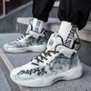Basketball Shoes for Men Lace-Up High Top Sneakers Mens Retro China Basketball Shoes Breathable Sneakers Walking Shoes