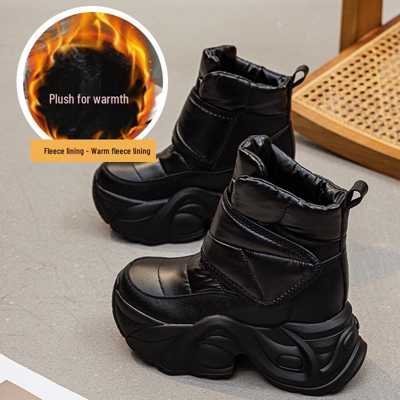 Women's 2025 Winter Ankle Boots: Warm Fleece-Lined Platform with 10CM Height Boost