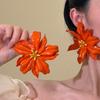 Silver Needle Acrylic Flower Earrings Holiday Wind Fresh and Sweet Stud Earrings Women's Niche High-end Sense Unique Temperament Earrings