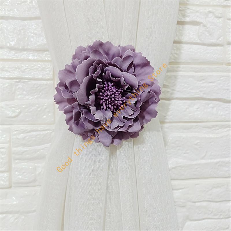 55KF 2PCS Large Floral Curtain Tiebacks Simulated Fabric Flower Curtain Ties for Indoor and Outdoor Modern Home Decoration