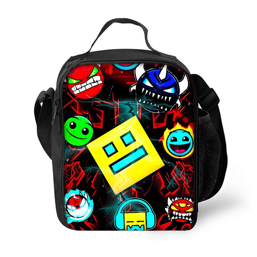 Luxus Neuheit Umhängetasche Geometry Dash Brotdose Thermoisolierung Essen Lunchtasche 3D-Druck Picknick Isolierte Handtaschen Eisbeutel