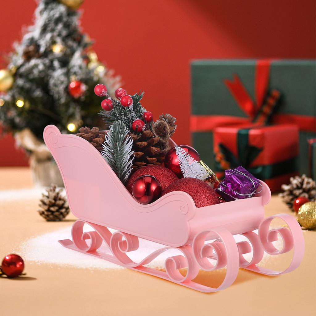 Sleigh Christmas Ornament Classical Mini Sleigh Decor for Table Living Room Kitchen Desktop Party Xmas Home Decoration Festive