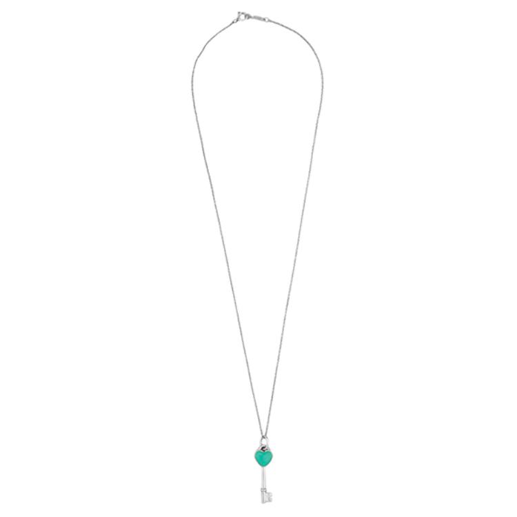 Tiffany & Co. Heart Key Pendant Silver Sweater Chain 925 Silver Enamel Necklace Unisex Necklace T953841