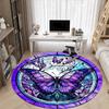 1pc Butterfly Stained Glass Carpet for Office Non-Slip, Round Carpet, Soft & Comfortable, Carpet for Office, Lightweight Round Floor Mat