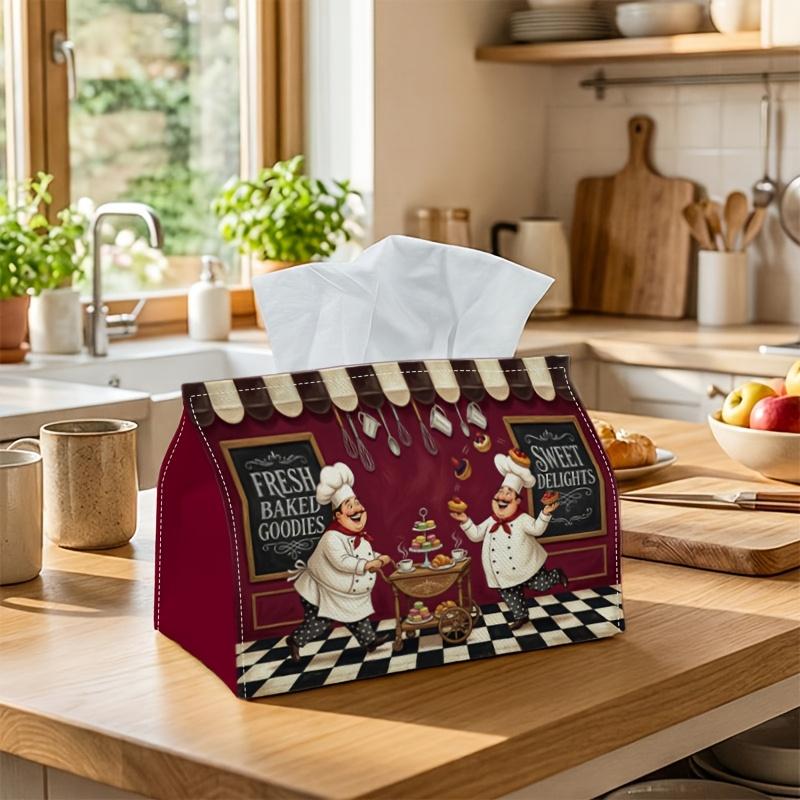 1pc Retro Cafe Tissue Box | Multi-functional Napkin Dispenser, Two Sizes Available Suitable for Home, Parties, Car Decoration Bakery Chef Figure Crew