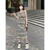 Chic Korean-Style Striped Sleeveless Vest Dress - Summer 2025, Slimming Mid-Length Fit for Women
