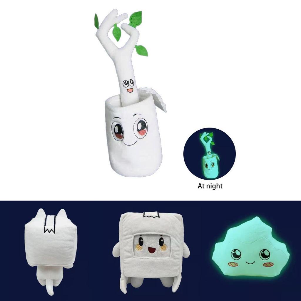 Animation Kawaii Lankybox Luminous Plush Toy Fox Square Box Stone Soft Filled**