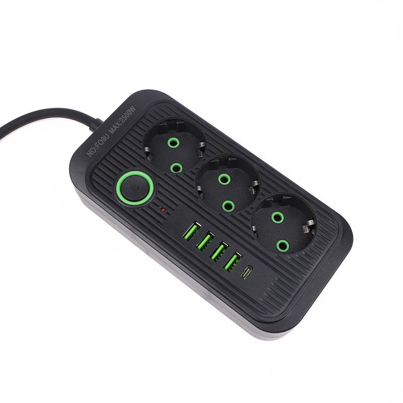 1Pc Spina UE Multipresa Presa CA Cavo di prolunga multipresa Presa elettrica con 4 porte USB Caricabatterie rapido Spina UE