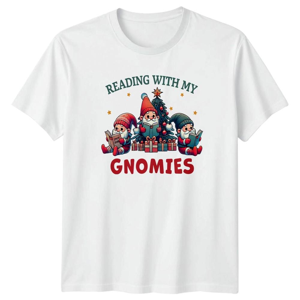 Reading With My Gnomies Christmas Holiday Unisexs TShirt Unisexs Tee Graphic Top S
