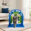 Cat Cleaning Accessories Wash Grooming Station, Self Groomer with Soft Rubbing Brushes, Helper Car Design Massage Scratcher for Indoor Cats Loose Fur