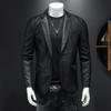 2026 Trendy Slim Fit Men's Leather Jacket - Korean Style Casual Suit
