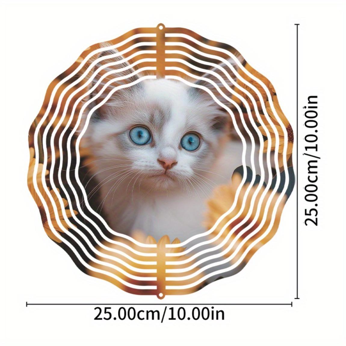 

10-дюймовый подвесной спиннер-колокольчик ветра с дизайном подсолнуха и кошки, крючок 360 градусов, элегантный художественный декор для сада, балкона, весенний/летний подарок 01A