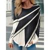 Fashion women's T-shirt 3D color blocked pattern long sleeved shirt