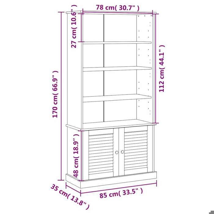 VidaXL Bibliothèque VIGO blanc 85x35x170 cm bois massif de pin 353197