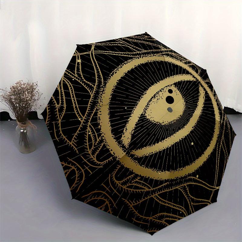 Elegant Gold & Black Eye Pattern Coaster Set of 4Umbrella, Portable 3-Fold Umbrella for Men & Women,Christmas Gift ES113