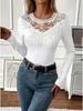 European and American Women's V-Neck Lace Long-Sleeve Top for Autumn/Winter 2025 Fashion.