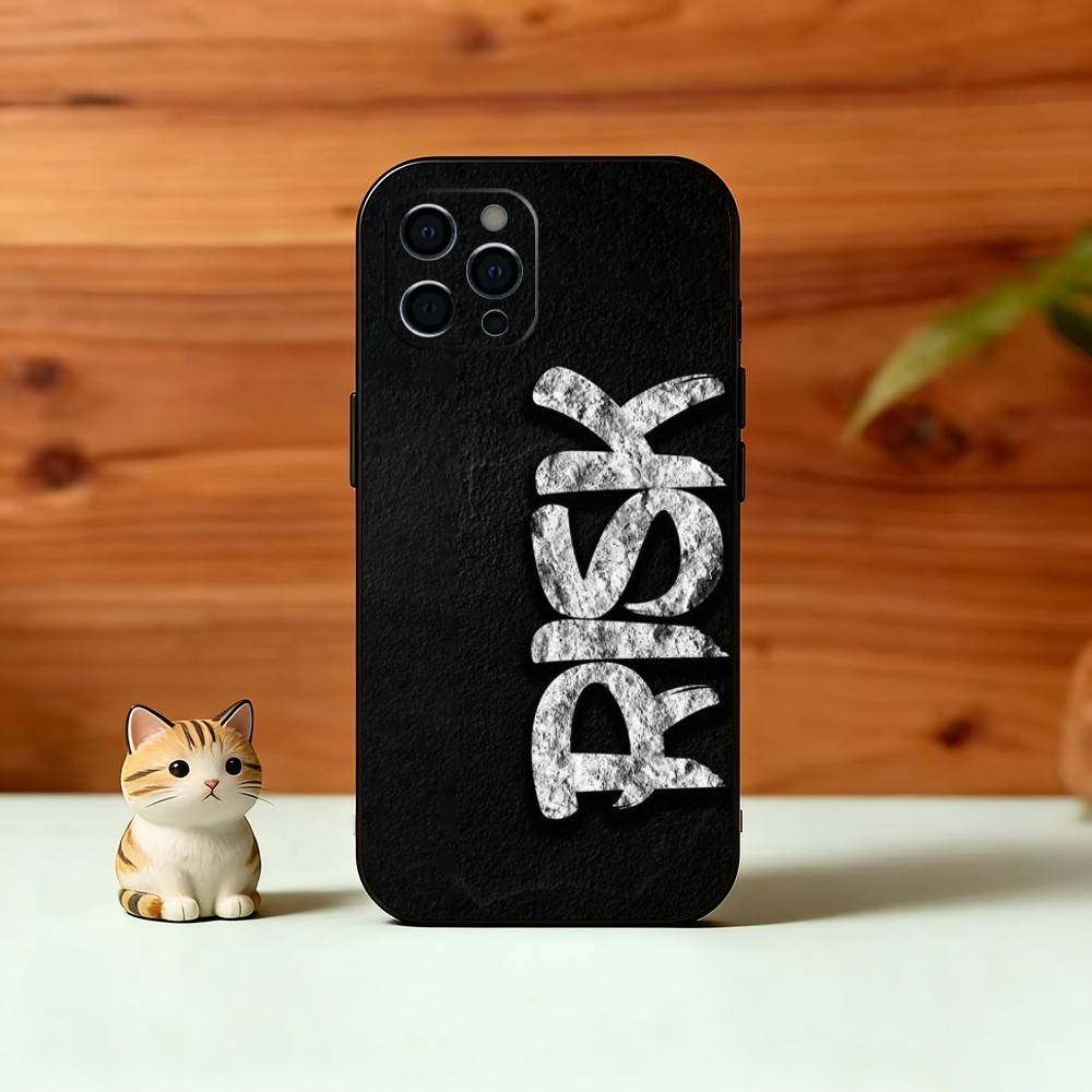 Trading No Risk, No Rich Phone Case For iPhone 17,16,15,14,13,12,11 Plus,Pro Max,XS,Soft Silicone Black Cover