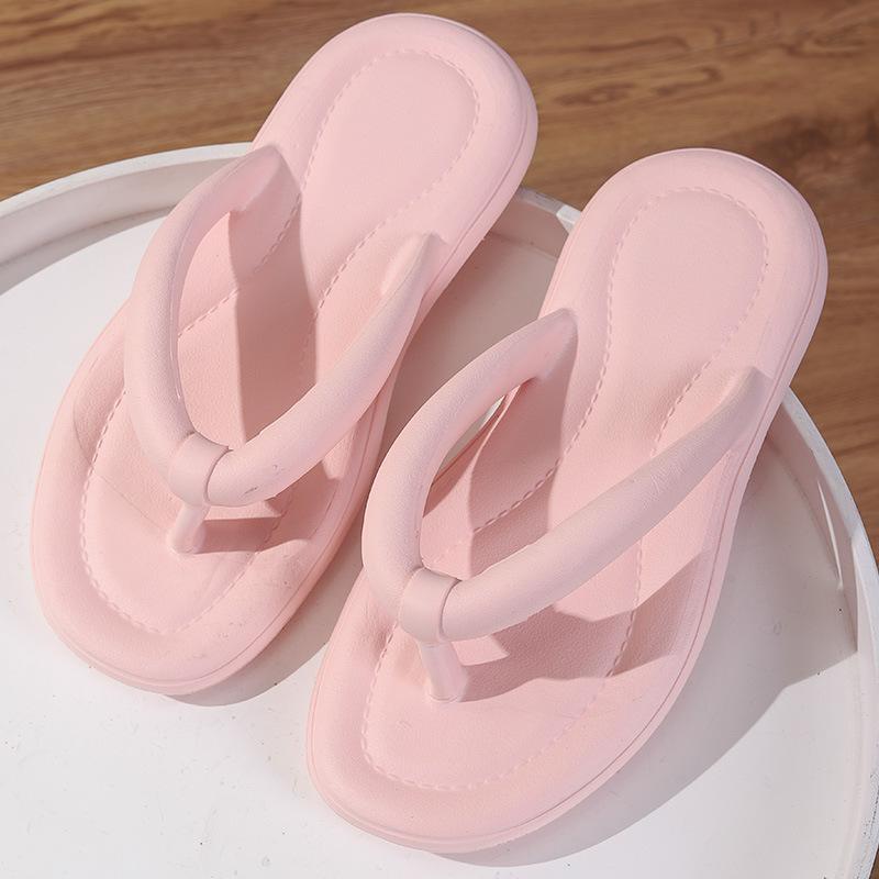 Women Spring Solid Color Soft Slope Outdoor Flip Flops Home Slippers Summer Casual Thick Flat Bottom Anti Slip Beach Sandals Shoes 36-41