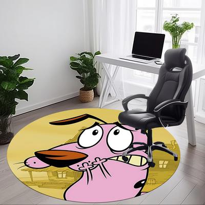 1pc COURAGE The Cowardly Dog Office Round Area Rug, Bedroom Living Room Home Decor, Room Deco,  Offic A1016113