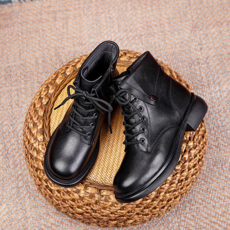 First Layer Cowhide Martin Boots Women's 2025 Autumn and Winter New Leather Casual Retro Cowhide Short Boots Women's Shoes