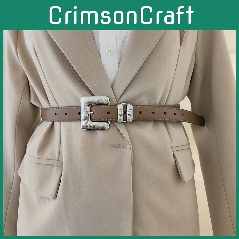 Womens Minimalist Style Derma Waist Belt Metal Pin Buckle Dress Shapewear Belt