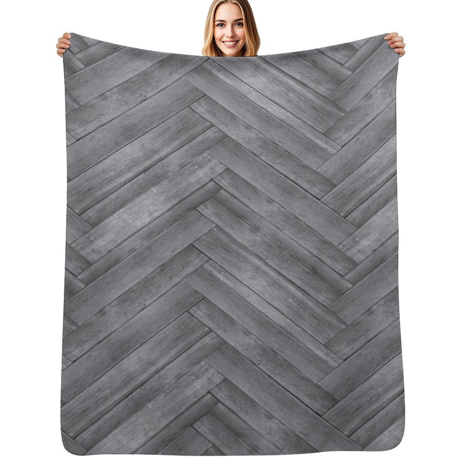 Herringbone Wood Panels Throw Blanket Plush Fuzzy Cozy Blanket for Couch Sofa Size: 75*100cm, Weight: 230 GSM