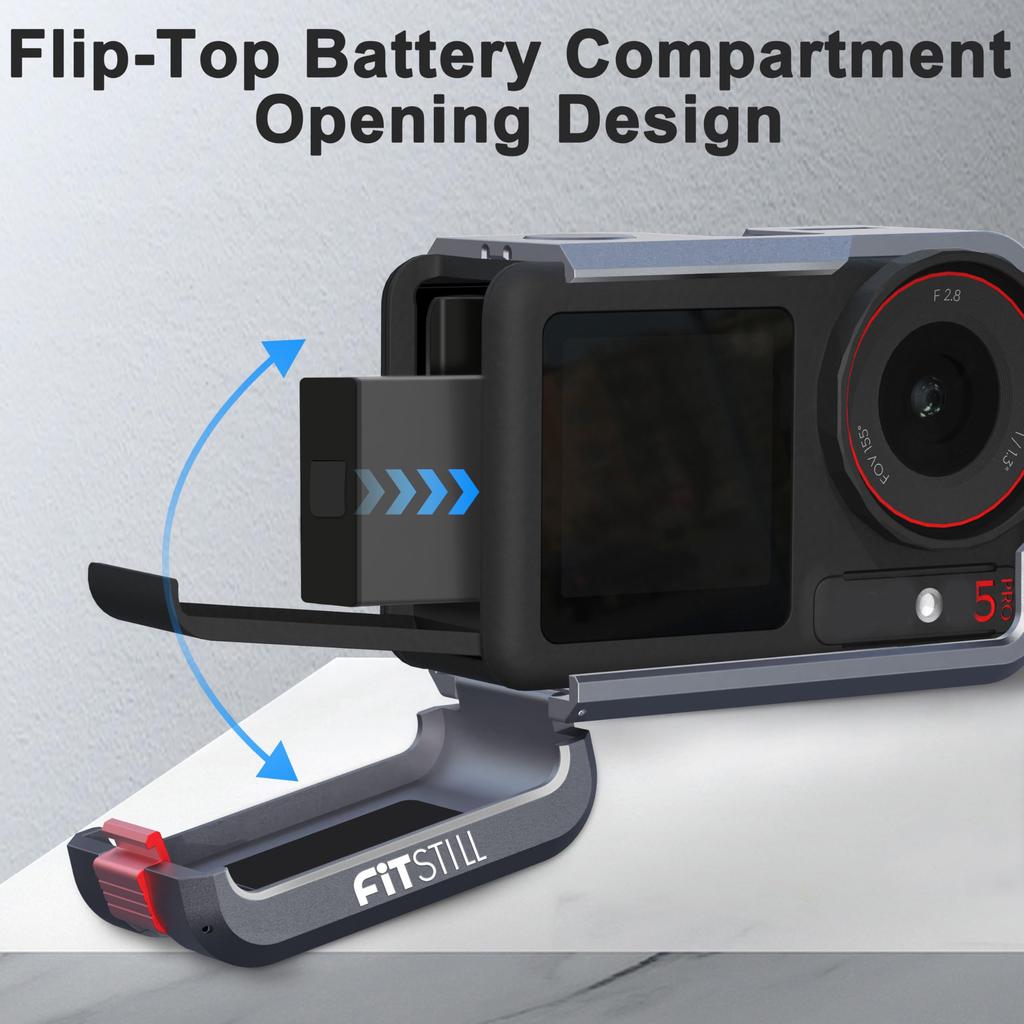 FiTSTILL Aluminum Frame Protective Cage for DJI Osmo Action 5 Carrying Hard Shell Case with Silicone Lens Cover Metal Compatible with Action 5