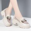 Mesh Summer New Soft Leather Soft Sole Wide Head Leather Shoes Comfortable Muffin Bottom Breathable Mesh Sandals