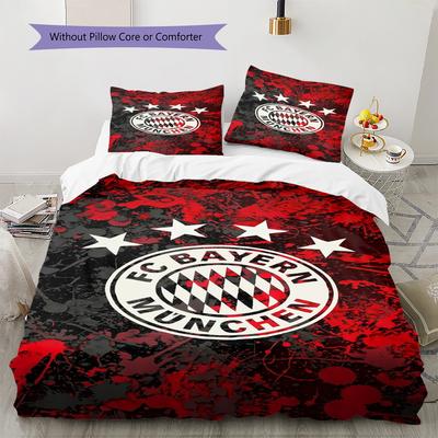 Fc Bayern München Pattern Bedding Set Quilt Cover Pillowcase Home Decor Gift (1 * Duvet Cover + 2 * Pillowcase, Without Core)