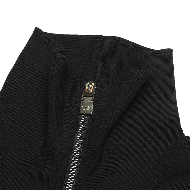 FILA Milano Italian Luxury Sports Collection Solid Color Casual Versatile Half-Zip Polo Sweatshirt Women sweatshirt Black F11W515212F-BK