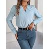 Womens Dressy Casual Shirts Long Sleeve Layered V Neck Solid Elagant Tops Fall Winter Preppy Business Office Blouse