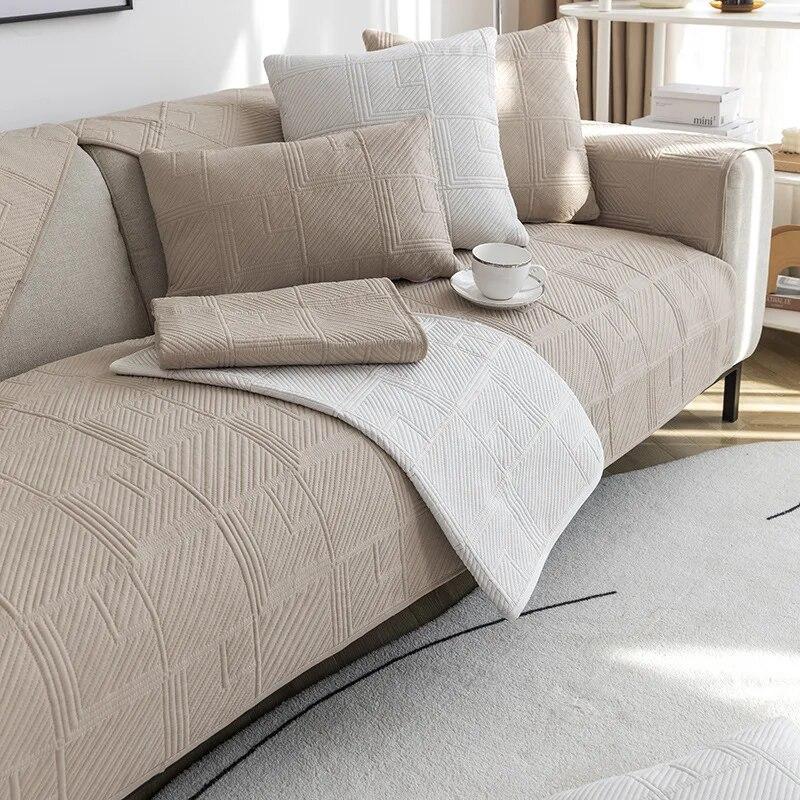 Living Room Sofa Cover Thickened Jacquard Non-Slip Cushion Cover Cotton Velvet All-Inclusive Universal Sofa Cover Back Towel