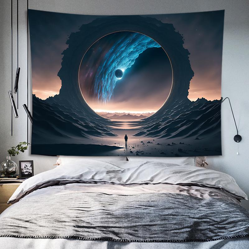 VIKAMA Moonlit Starry Sky Tapestry Wall Hanging Forest Trees Moon Tapestry Room Decoration Living Room Bedroom Aesthetics