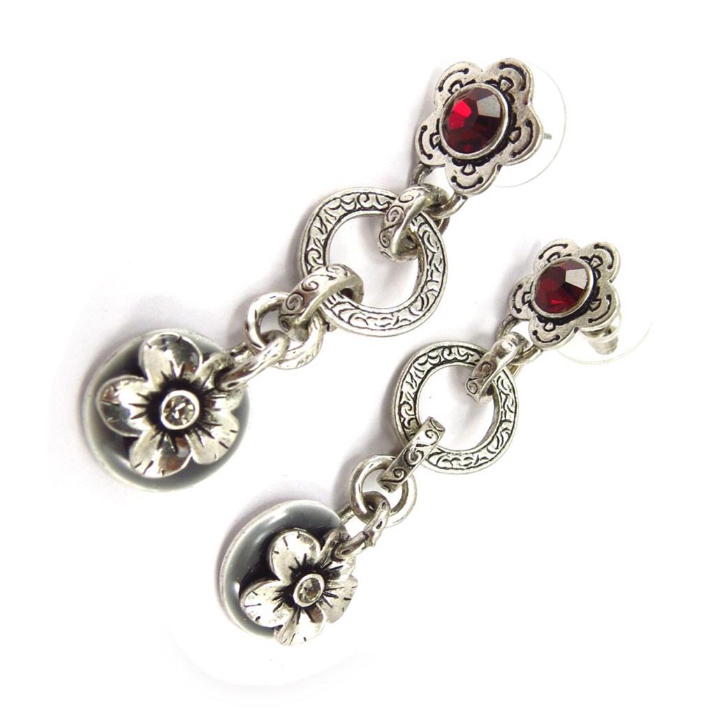 Les Trésors De Lily [C5255] - Designer Earrings 'Belle Des Champs' Red Gray
