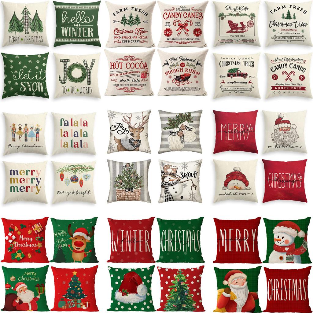 New Christmas Tree Printed Pillowcase Home Cushion Cover Christmas Decoration Sofa Pillowcase
