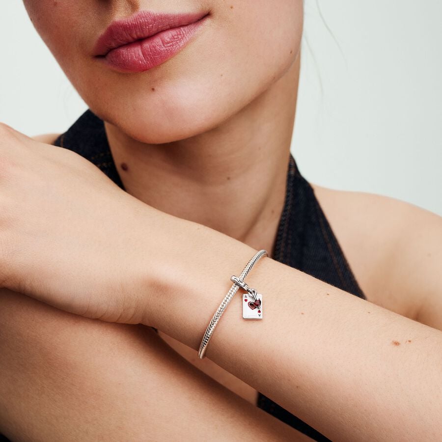 Villains Queen of Hearts Double Dangle Charm 925 Silver Pendant Beads DIY Women Jewelry Gift Fit Original Bracelet