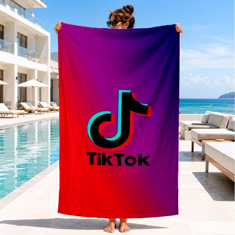 Tiktok Logo Design Beach Towel, Quick-drying, Easy To Care For, Suitable for Both Fitness and Beach Vacations,Sports Essential
