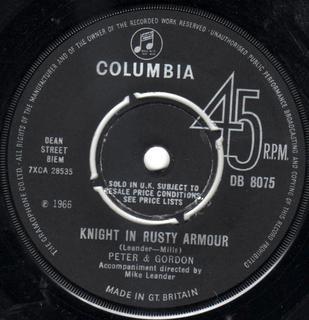 

7inch Record PETER GORDON Knight In Rusty Armour The Flower DB8075 COLUMBIA 1966 UK Pop Used
