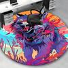 1pc Anime Wolf Round Carpet Office Chair Mat, Non Slip Rug for Home Decor, Gift, Office, Living Room, Bedroom