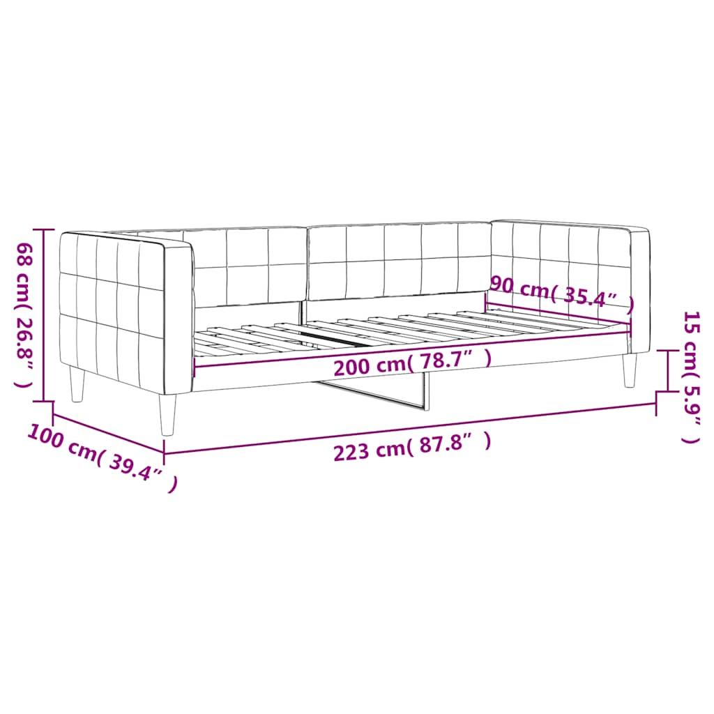 Vidaxl Sofa with Sleeping Function, Blue, 90X200 Cm, Upholstered In Velvet
