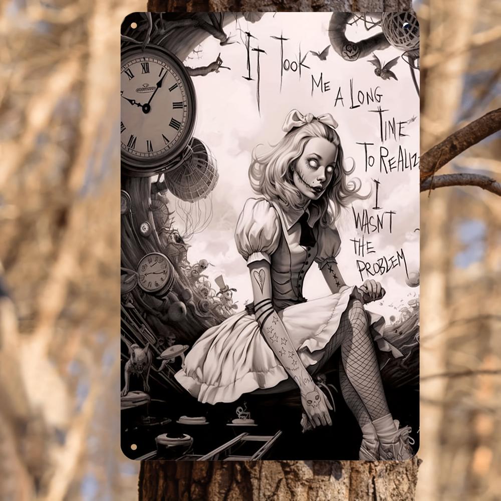 1pc Alice In Wonderland Aluminum Sign Vintage Plaque Decorative Wall Art Wall Decor Room Decor, Home Decor Restaurant Decor