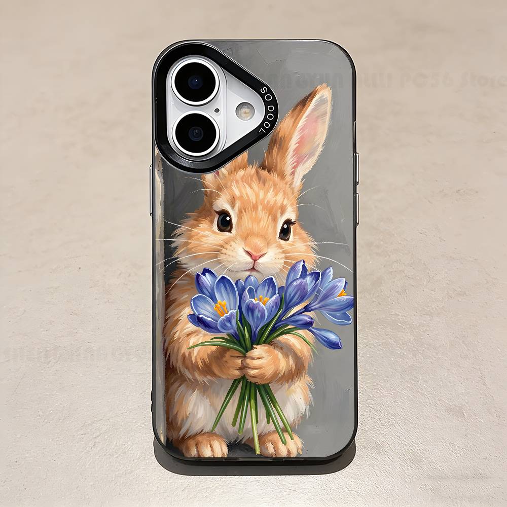 

Cut Animal Rabbit Phone Case For IPhone 17 16e 16 15 14 13 12 11 Pro Max X XR XS MAX Back Cover iPhone13PROMAX