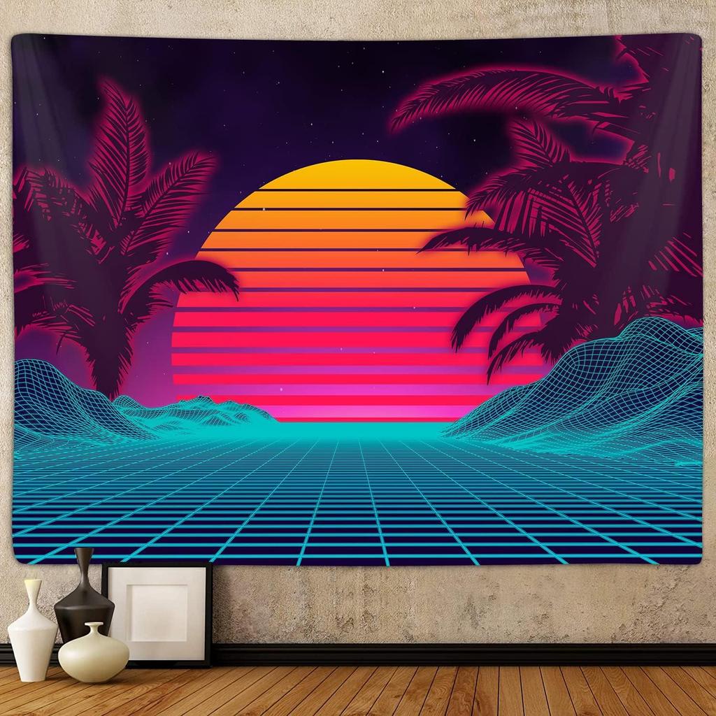 Retro Neon Vaporwave Tapestry for Men