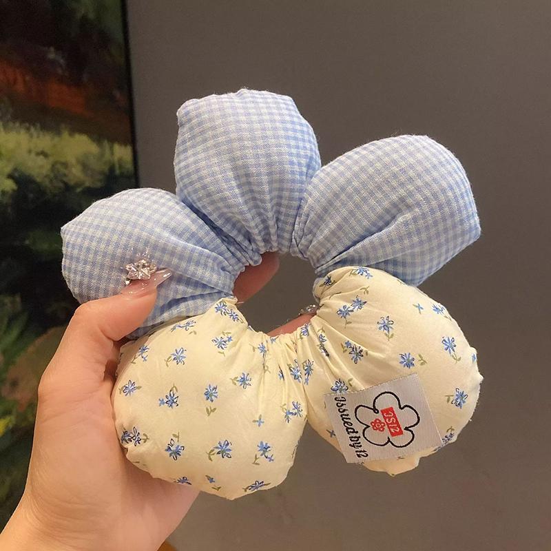 

Милые Цветочные Резинки для Волос Клетка Корейский Стиль Преувеличенное Кольцо для Волос Держатель для Хвоста Тканевая Большая Резинка для Волос Женщины синий