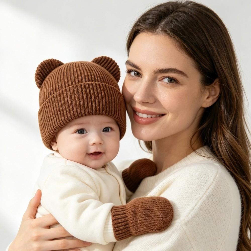 Winter Infant Beanie Cap Solid Color Kids Pullover Hats Cute Baby Knitted Hat Kids