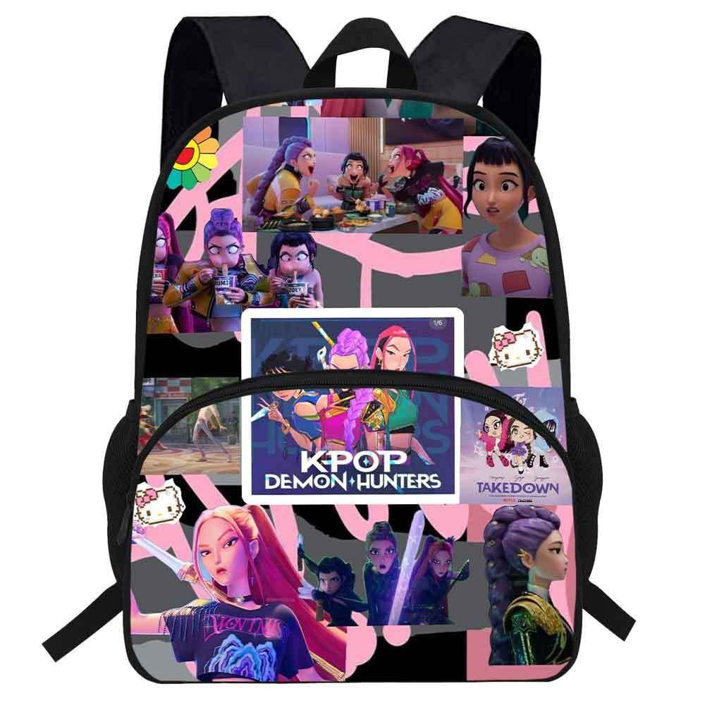 Hunters Demon Kpop Cartoon School Backpack Durable Material Anti Shock Students