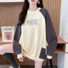 Navava Fleece Long Sleeve Sweatshirt Color Block Raglan Lettering Nt3077