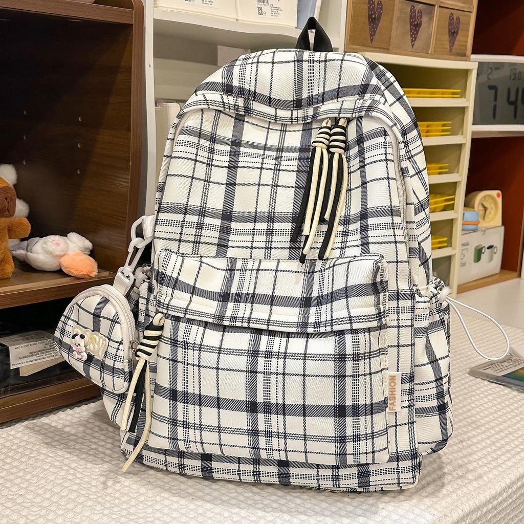 Zaino Estivo Vento Fresco Verde Menta a Quadretti Zaino Dolce Zaino Semplice da Viaggio Versatile Zaino per Scuola e Pendolari